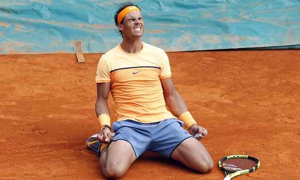 Nadal after beating Gael Monfils in the final of Monte-Carlo. Photo: Valery Hache/AFP/Getty Images
